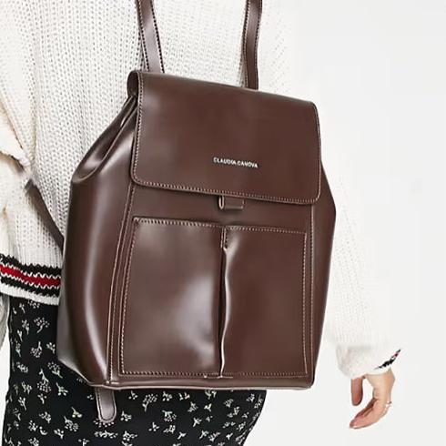 Claudia Canova two pocket backpack in chocolate