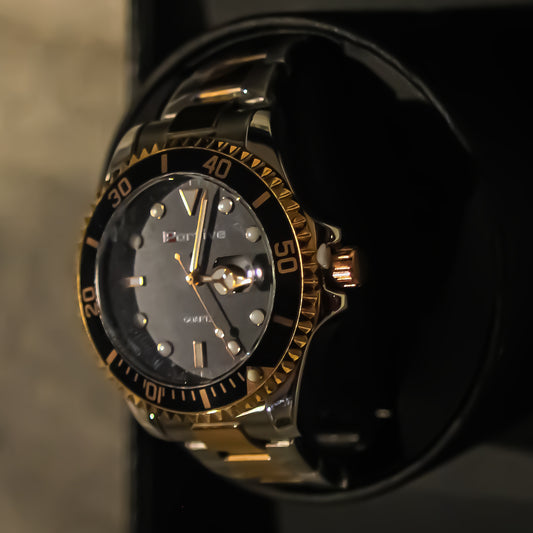 Portive Sport Luxe Men's Gold and Black Dive-Style Watch