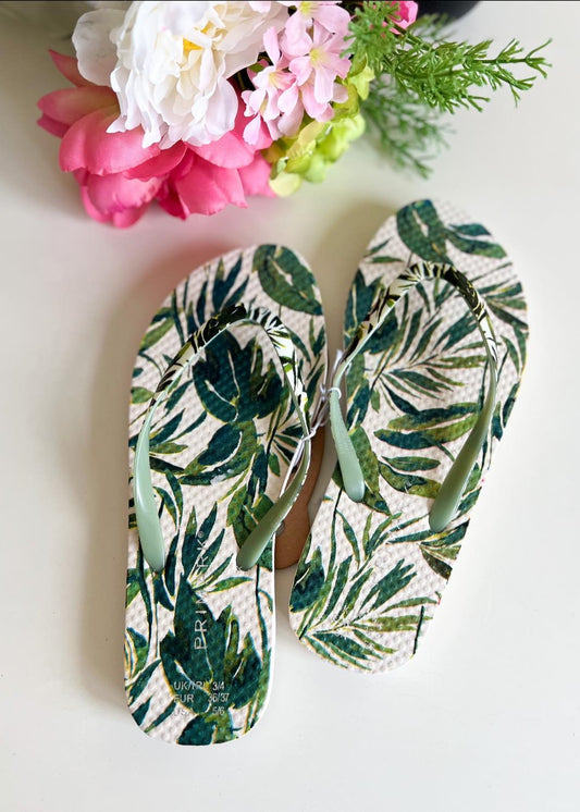 Primark Tropical Leaf Print Flip-Flops (UK IMPORTED)