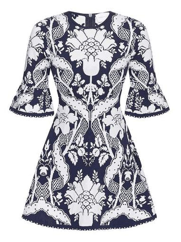 white floral-patterned dress