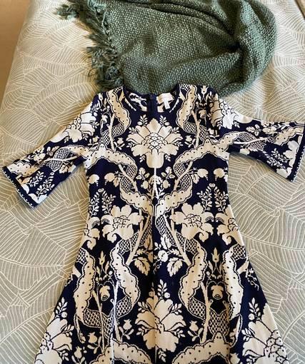 white floral-patterned dress