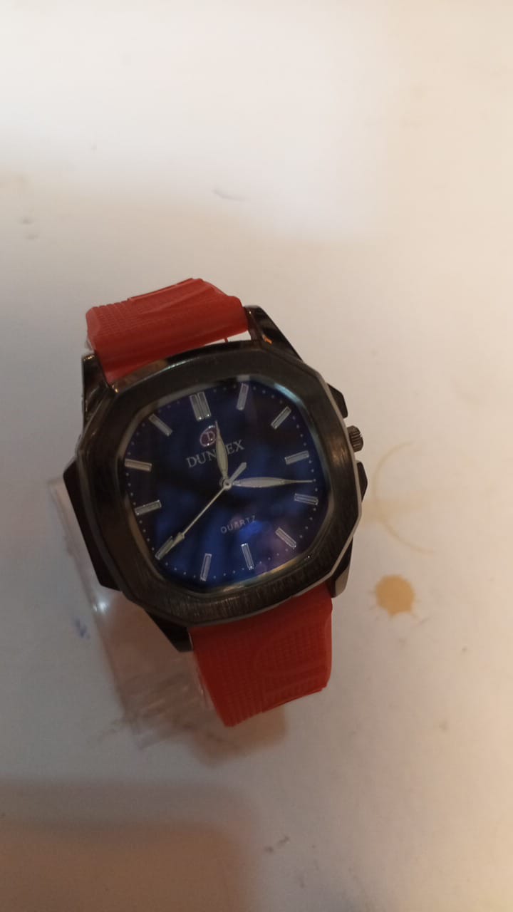 Dunex Quartz Wrist Watch - Red Strap | Blue Dial
