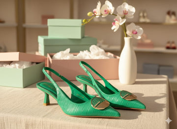 Elegant Green Slingback Heels beautiful sandal