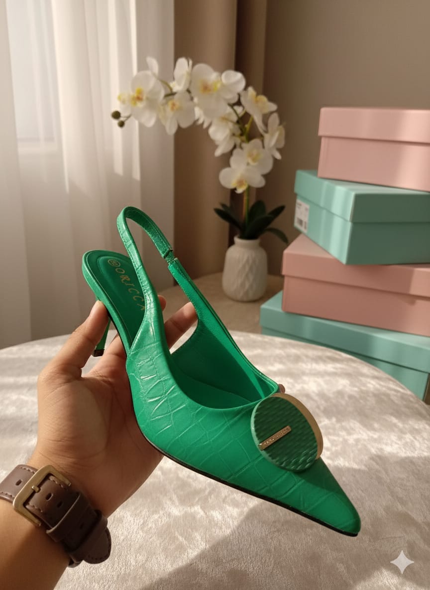 Elegant Green Slingback Heels beautiful sandal