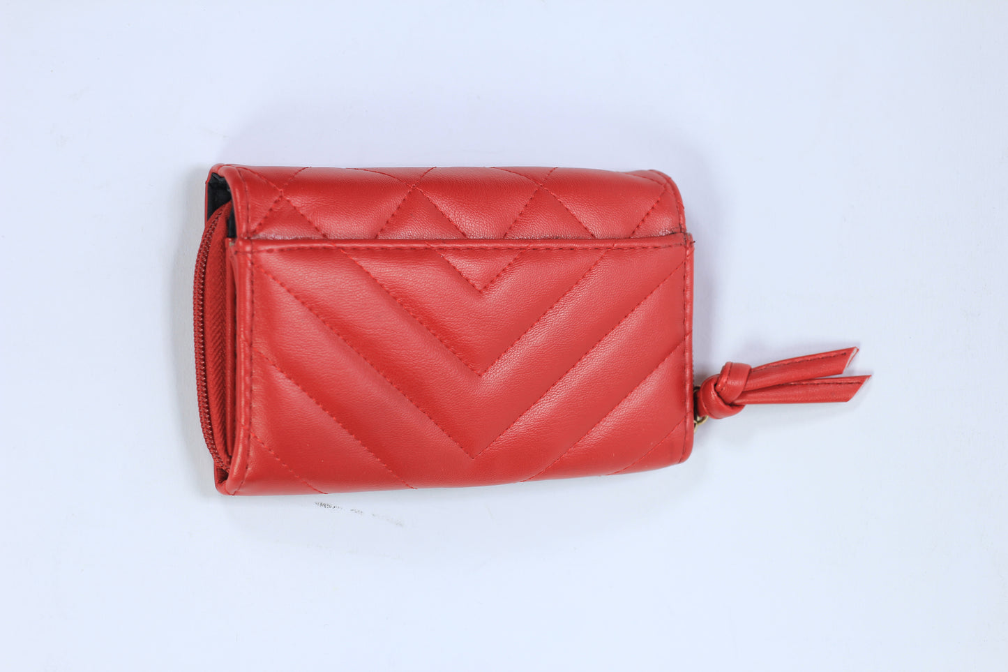 Red Leather Wallet with Snake-Inspired Clasp