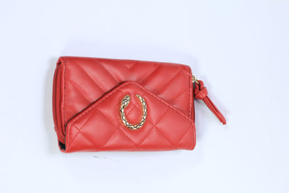 Red Leather Wallet with Snake-Inspired Clasp