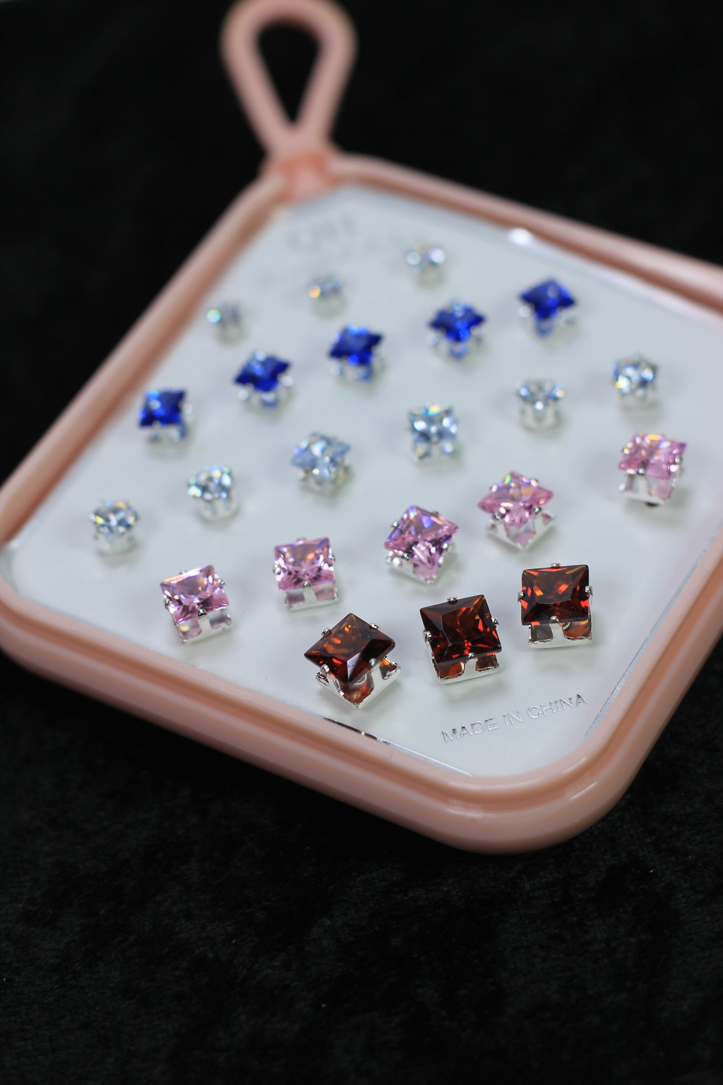 Set of 12 Elegant Stud Earrings in Multiple Colors and Shapes