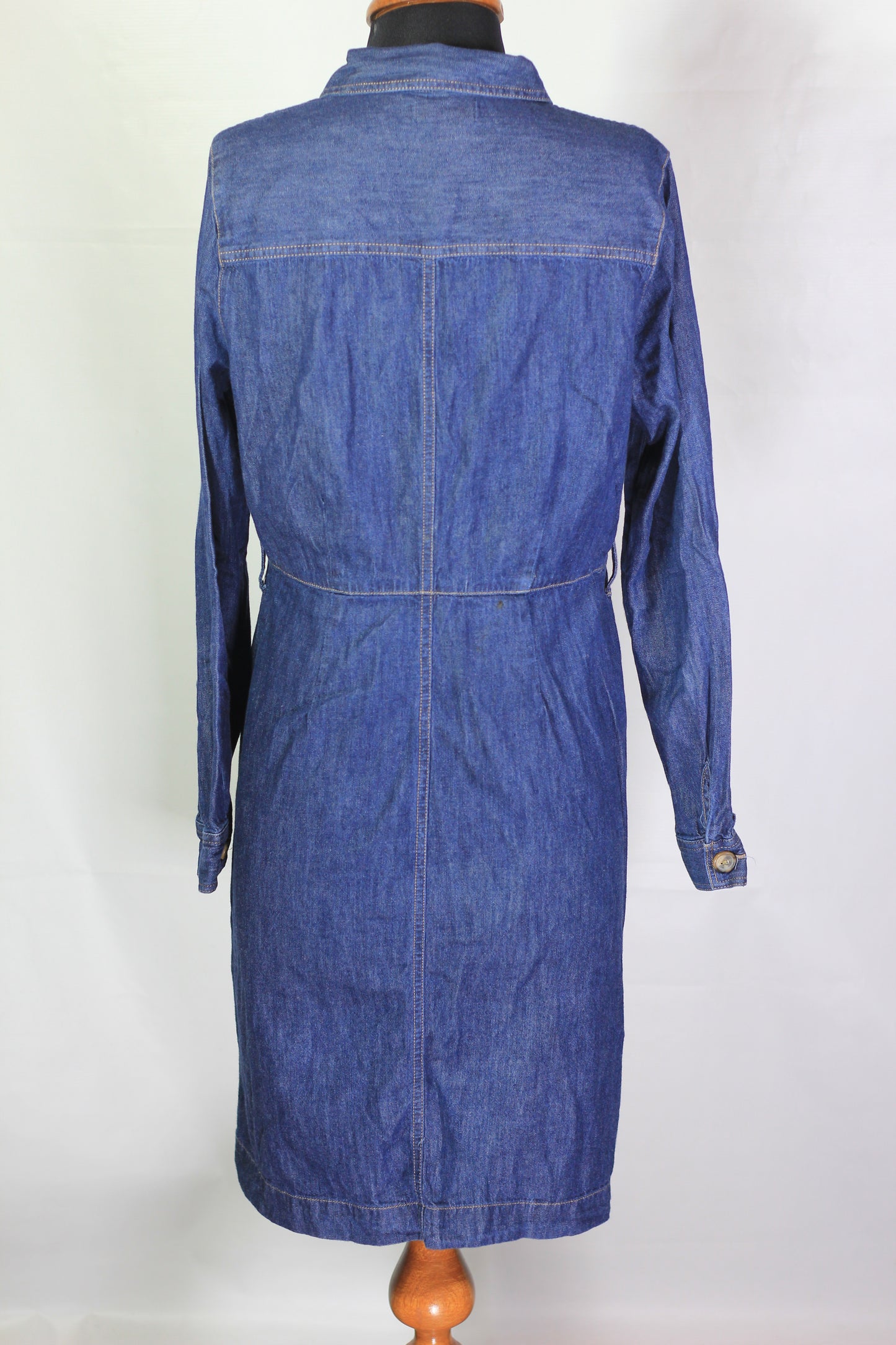 Women's Denim Button-Down Shirt Dress with Pockets