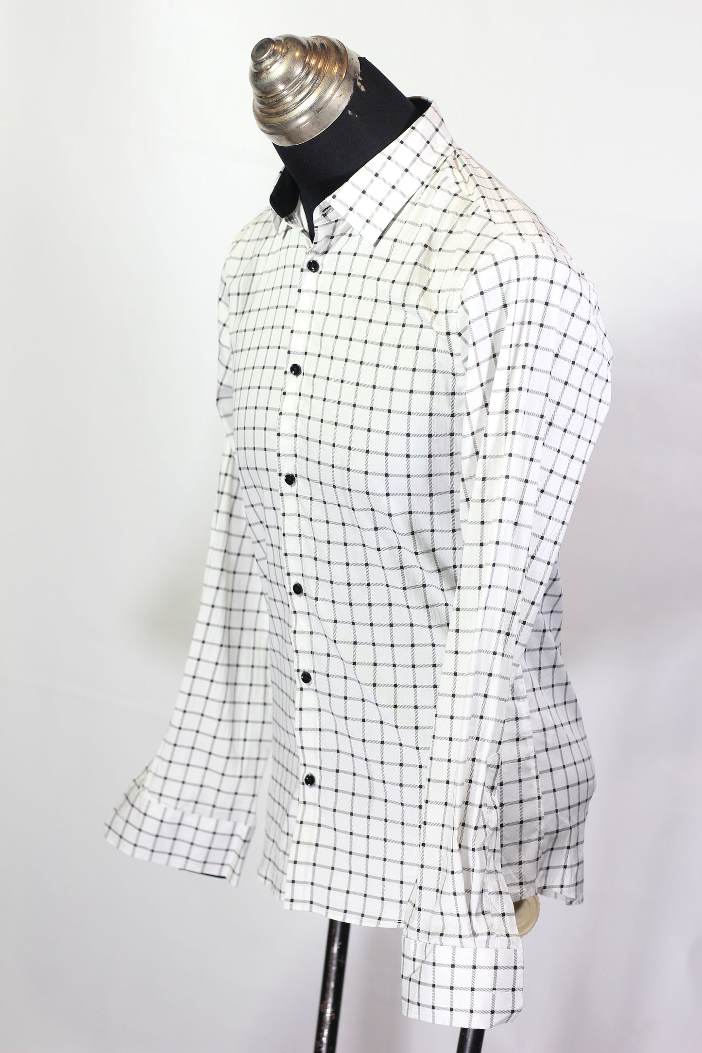 YT Men's White & Black Checkered Formal Shirt