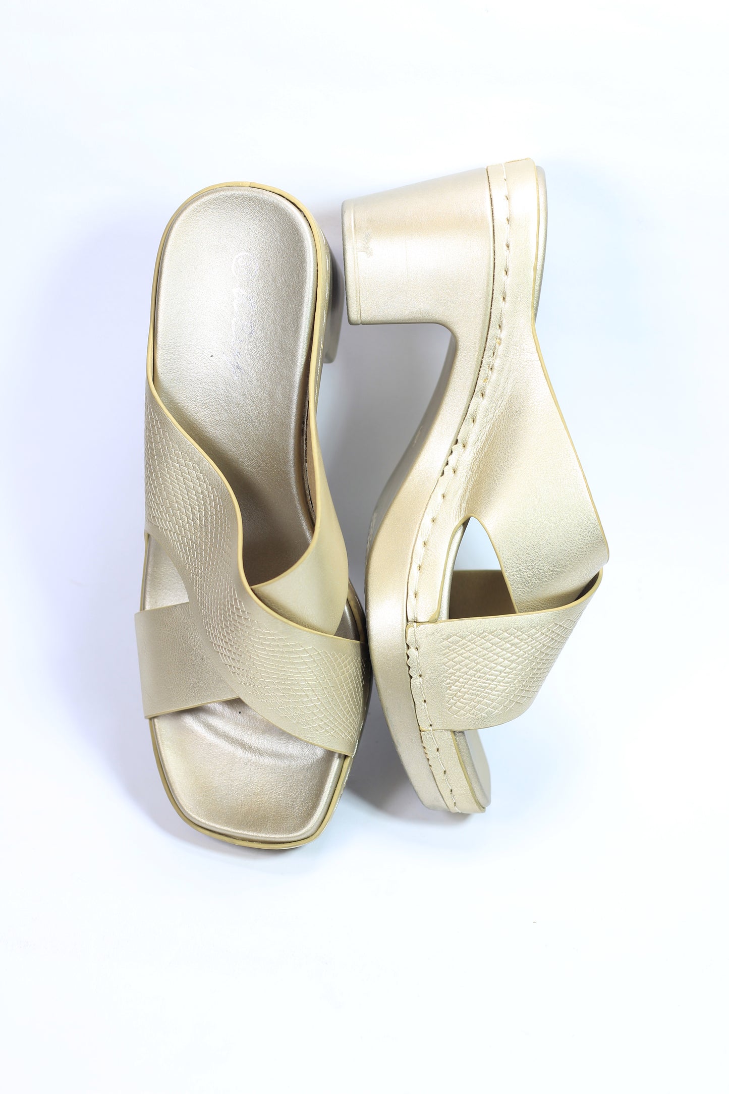 Gold Open-Toe Block Heel Sandals (Size 38)