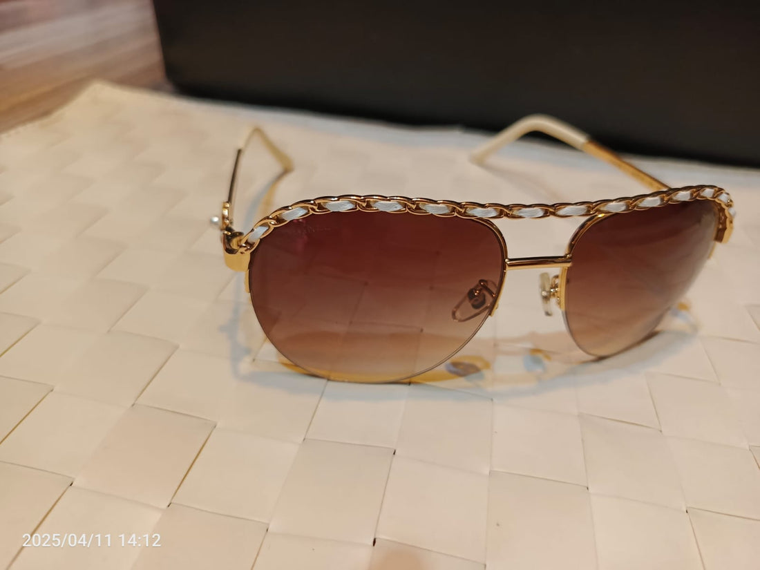 CHANEL® Aviator Chain-Trim Sunglasses