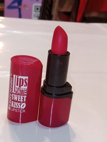 Red Matte Lipstick with Playful Typography Design