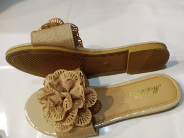 Elegant Beige Slip-On Shoes with Floral Decor
