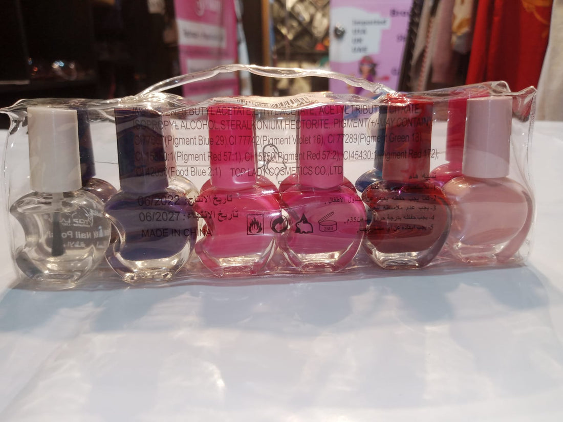 Set of 12 Mini Nail Polishes in Clear Packaging