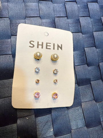 SHEIN Imported Elegant Pearl & Crystal Earrings - 8 Pairs