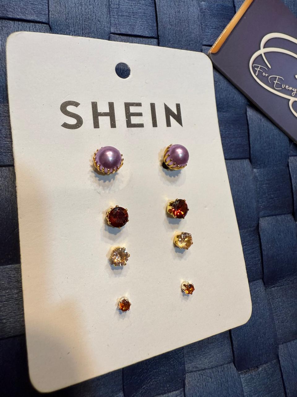 SHEIN Imported Elegant Colorful Stone Earrings - Set of 8 Pairs