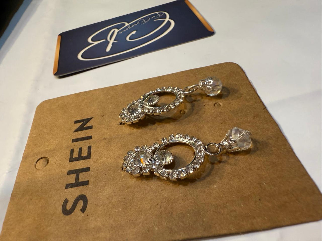 SHEIN Imported Elegant Clear Crystal Drop Earrings