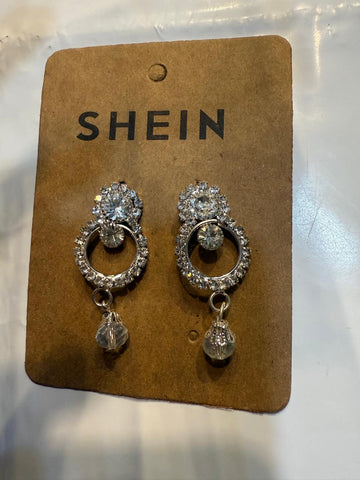 SHEIN Imported Elegant Clear Crystal Drop Earrings