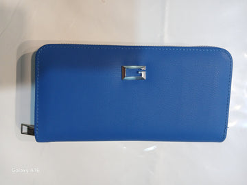 Blue Minimalist Zip-Around Wallet
