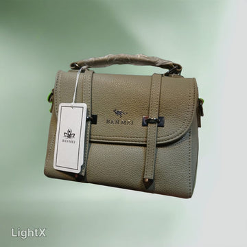 Banmei Structured Pebble Leather Handbag