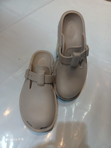 Beige Open-Back Slip-On Sandals (Mule Style)