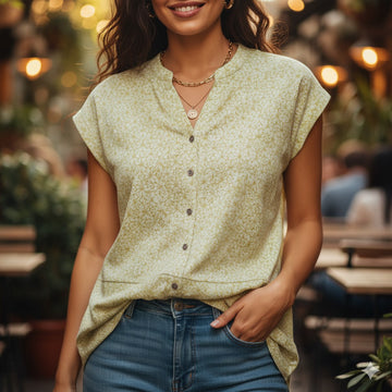 airy two-tone button-down