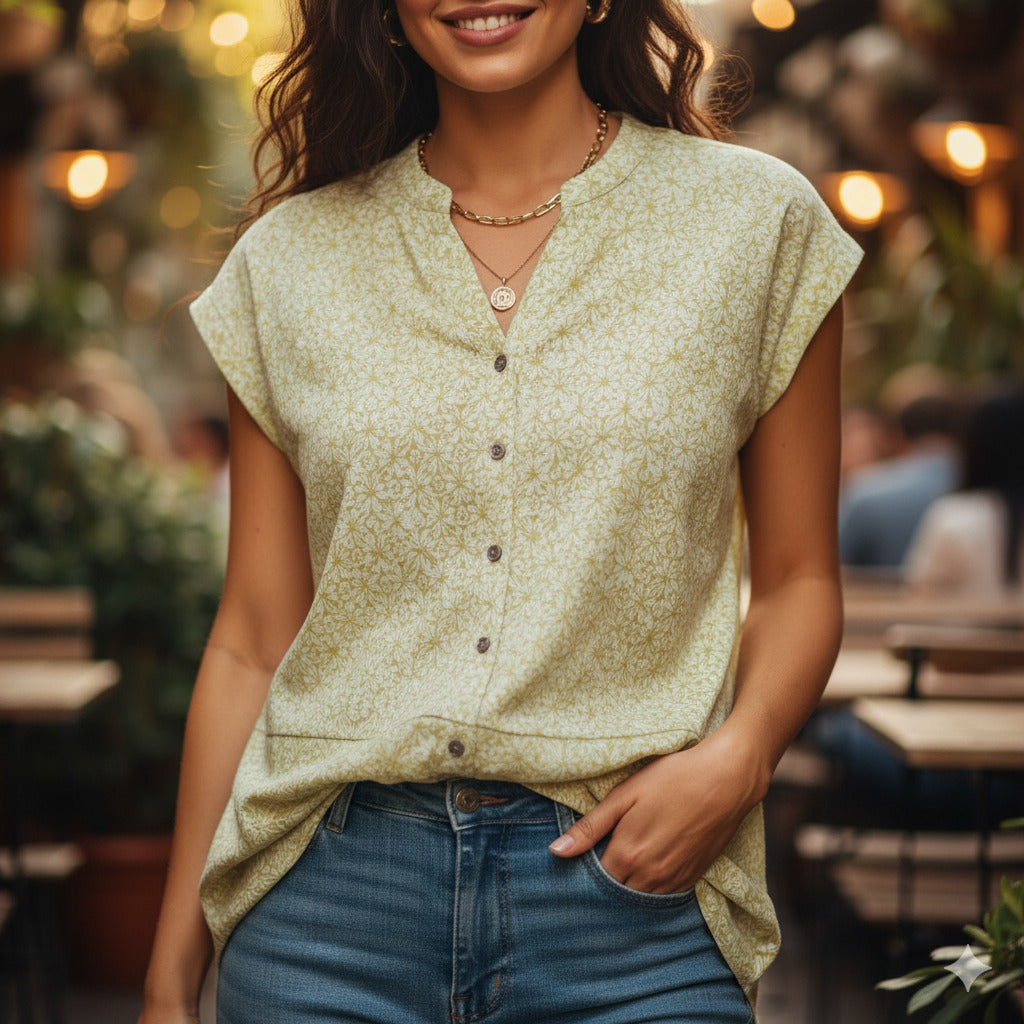 airy two-tone button-down
