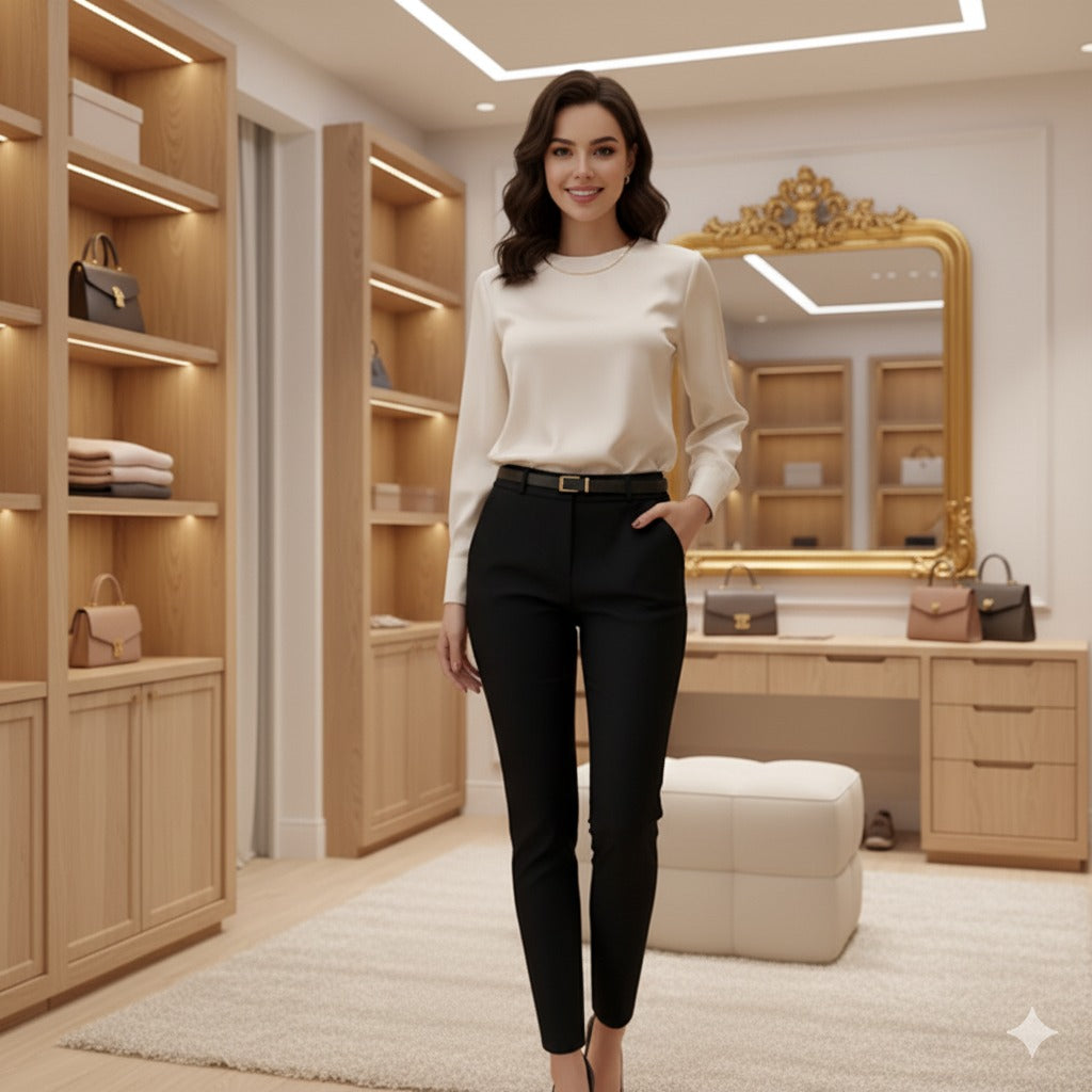 : Sleek Black Slim-Fit Trousers