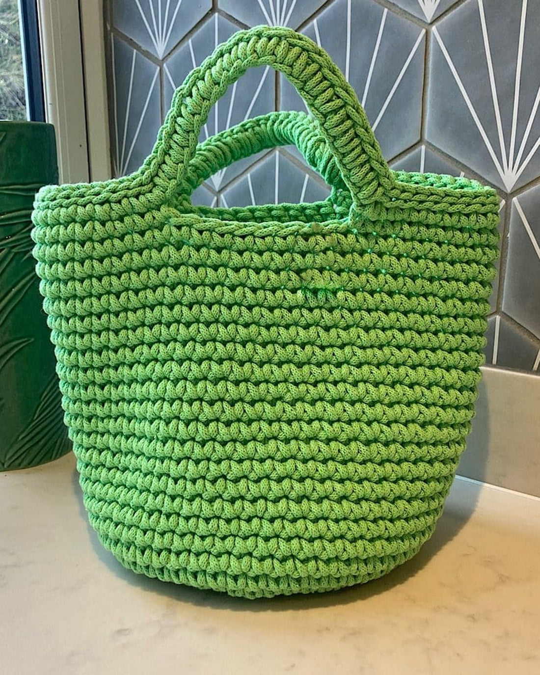 Neon Green Crochet Bag, Crochet Handbag - Bazla Closet
